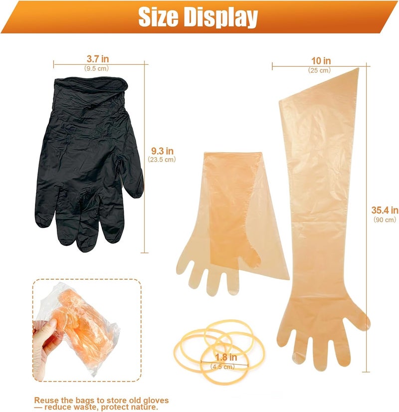ELEMONY 60 Pairs Field Dressing Gloves for Deer Hunting and Veterinary Use, Disposable Deer Gutting Gloves, Games Cleaning Long Arm Glove and Short Nitrile Glove Combo, Individually Packaged - 30 Sets - Image 3